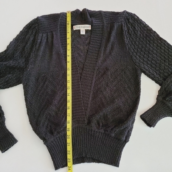 BA02 * Joan Harper Plunging V Neck Knit Sweater Black Size S Vintage - Picture 6 of 7
